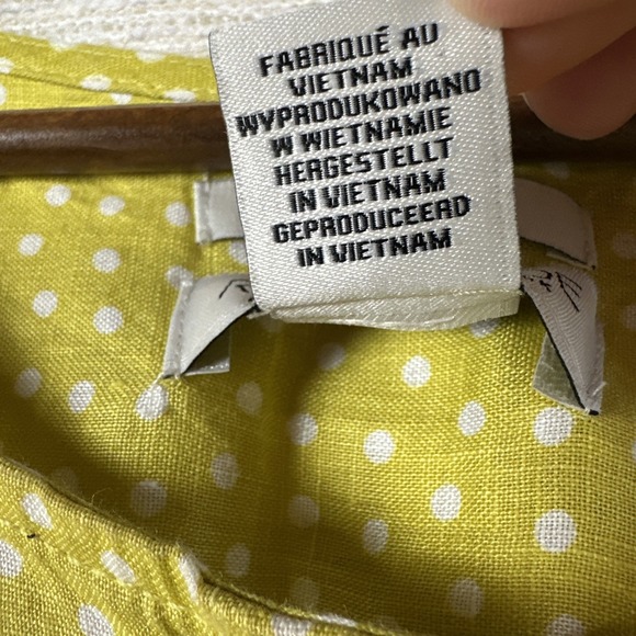 Rachel Zoe 100% Linen Womens 3X Yellow Polka Dot Resort Lagenlook Summer Casual - Picture 3 of 12